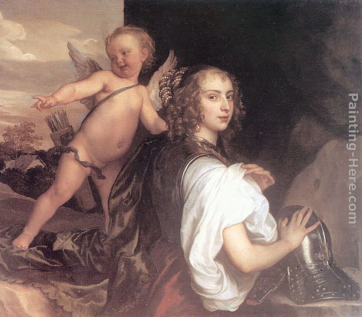 Portrait of a Girl as Erminia Accompanied by Cupid painting - Sir Antony van Dyck Portrait of a Girl as Erminia Accompanied by Cupid art painting